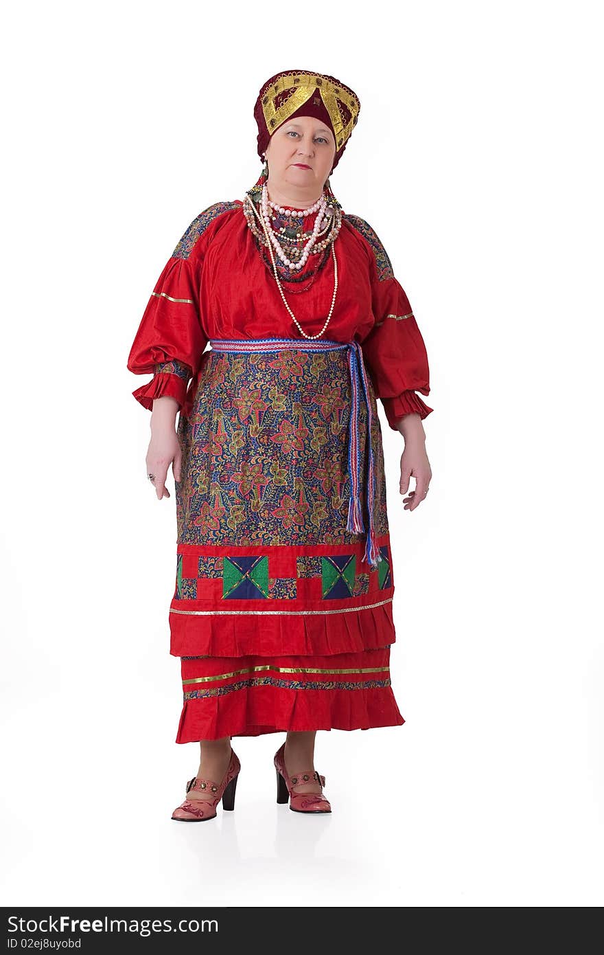 Woman In Russian Traditional Clothing