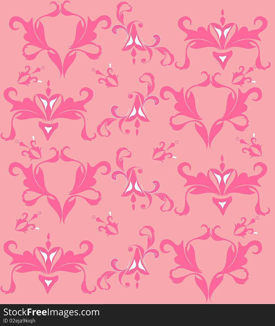 Decorative ornament in pink background, illustration