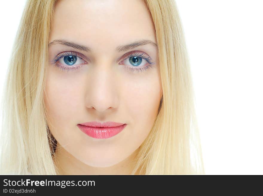 Close up portrait of young beauty woman with a bit soft effect