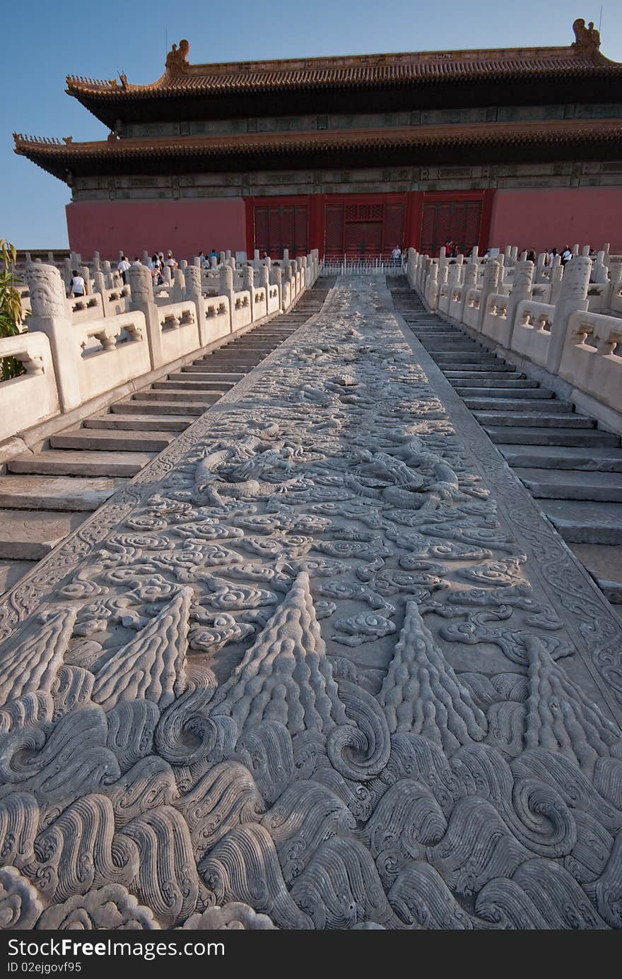 Ancient paved walkway in The Forbidden City, Beijing, China