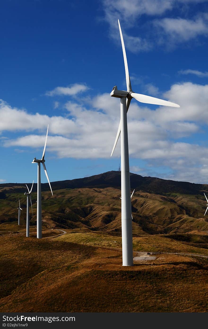 Row of wind Turbines in country side XXXL file size