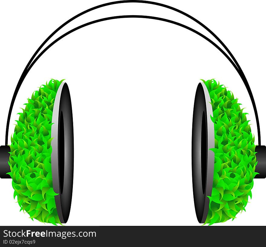 Pop Art Headphone With Green Leafs