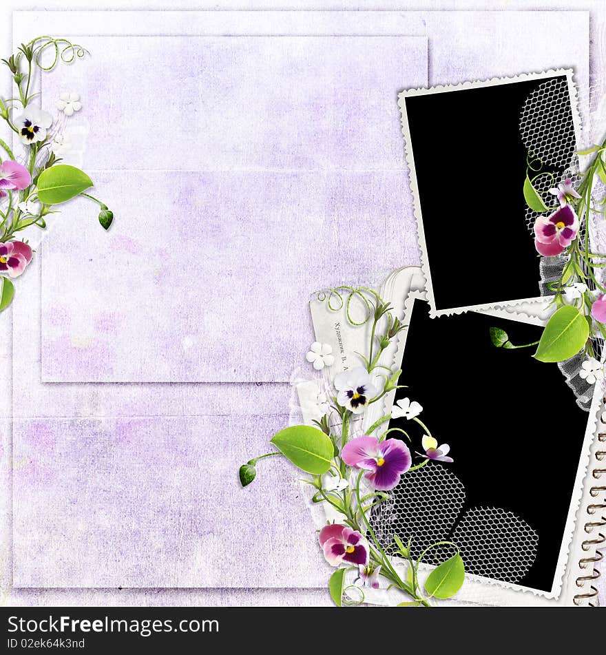 Spring frame and paper stack with heartsease