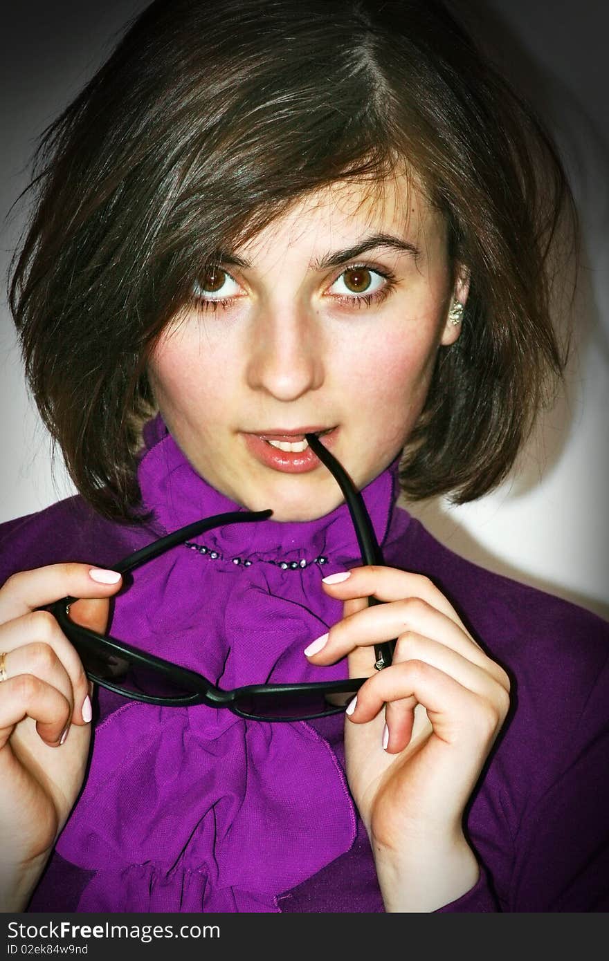 Young girl in violet dress