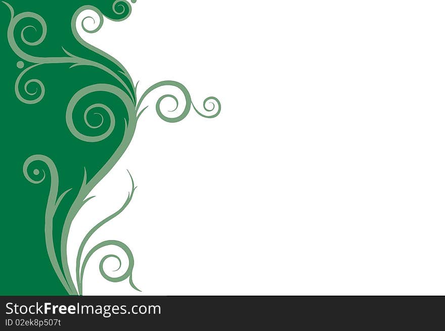 Illustration drawing of beautiful green flower pattern