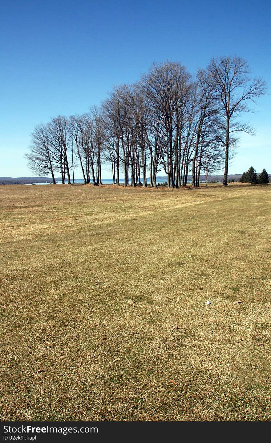 Pinecroft Golf Course, Beulah, Michigan, with Crystal Lake in the background. Pinecroft Golf Course, Beulah, Michigan, with Crystal Lake in the background.