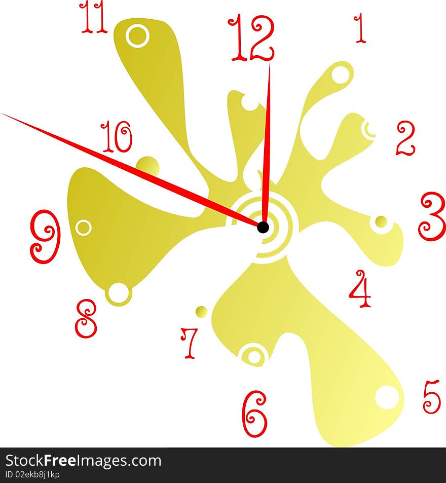 The hours of the abstract form similar to a stain on a white background. The hours of the abstract form similar to a stain on a white background