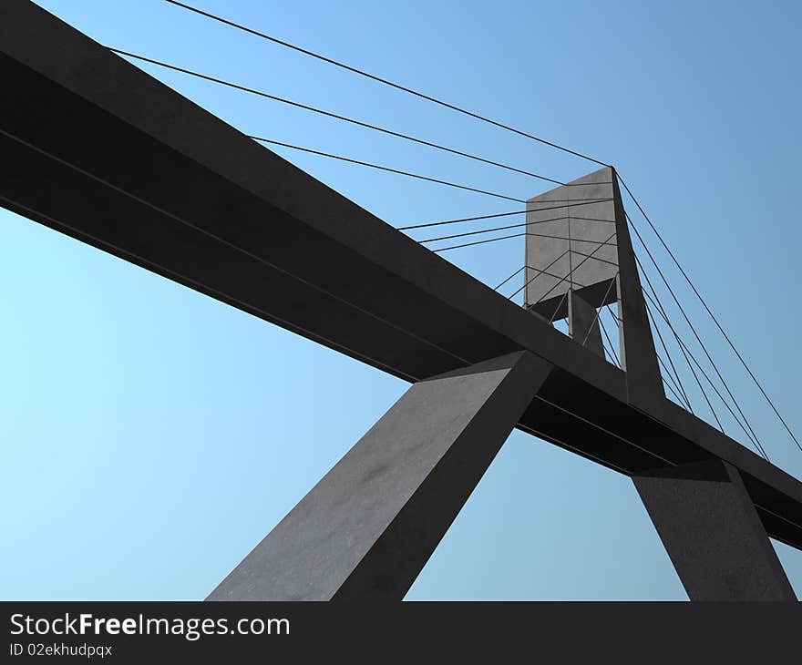 Concrete bridge connecting a road in a valley. Concrete bridge connecting a road in a valley.