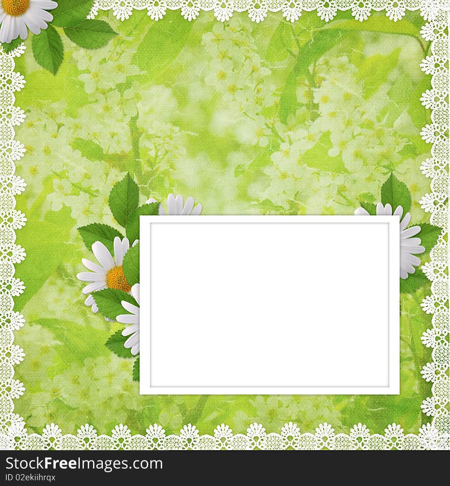 Card for invitation or congratulation with flowers on the abstract background