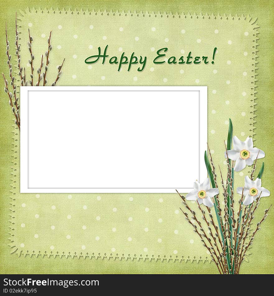 Easter Card For The Holiday  With Flowers