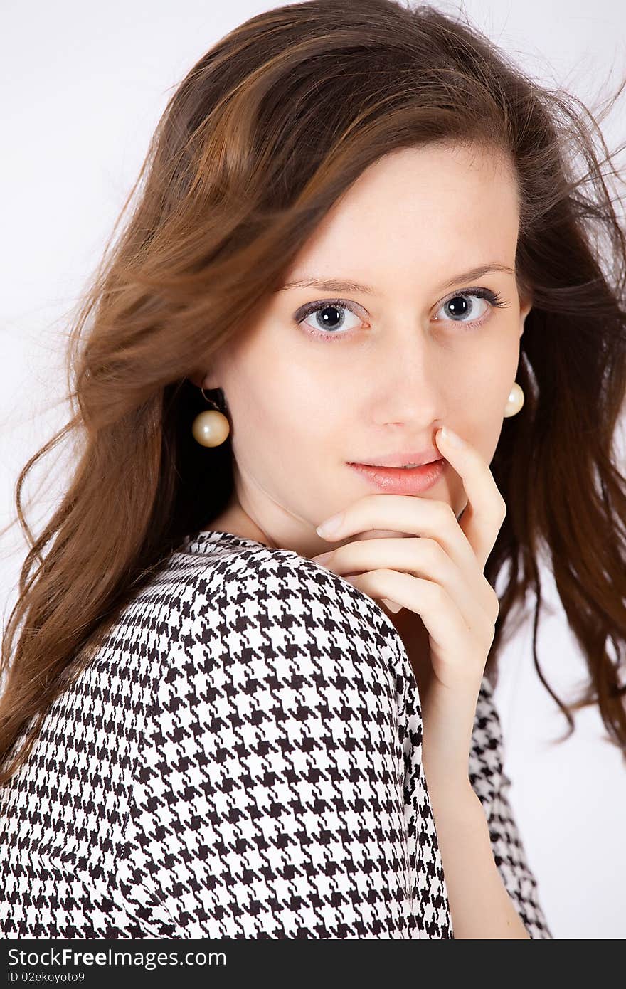 Young woman with wind blowed hair. Young woman with wind blowed hair