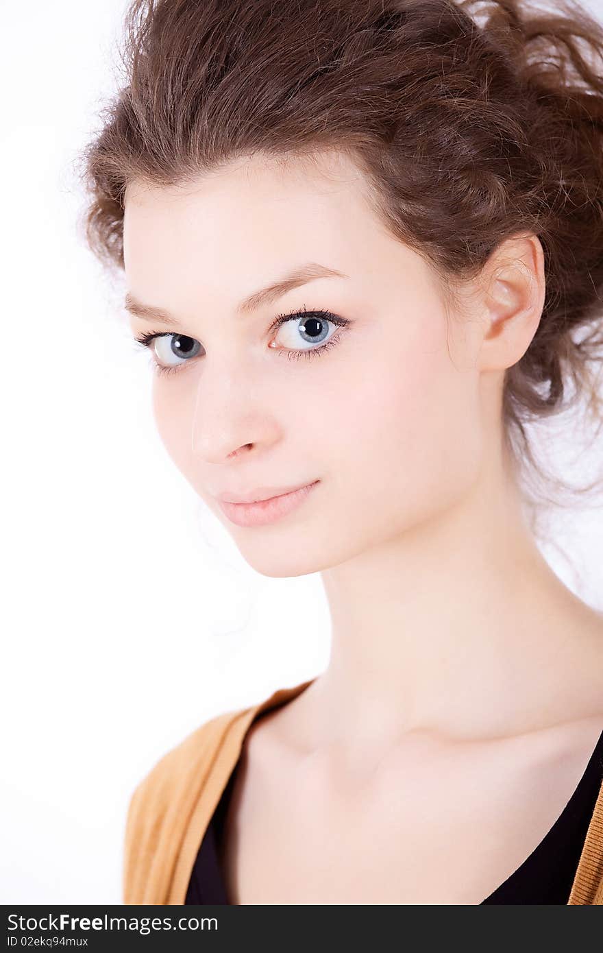 Young woman on white background. Young woman on white background