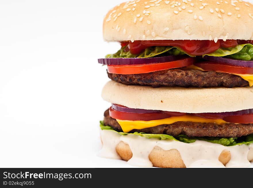 Hamburger isolated on a white background