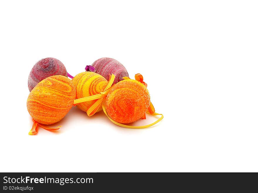 Colored Easter eggs isolated on white background