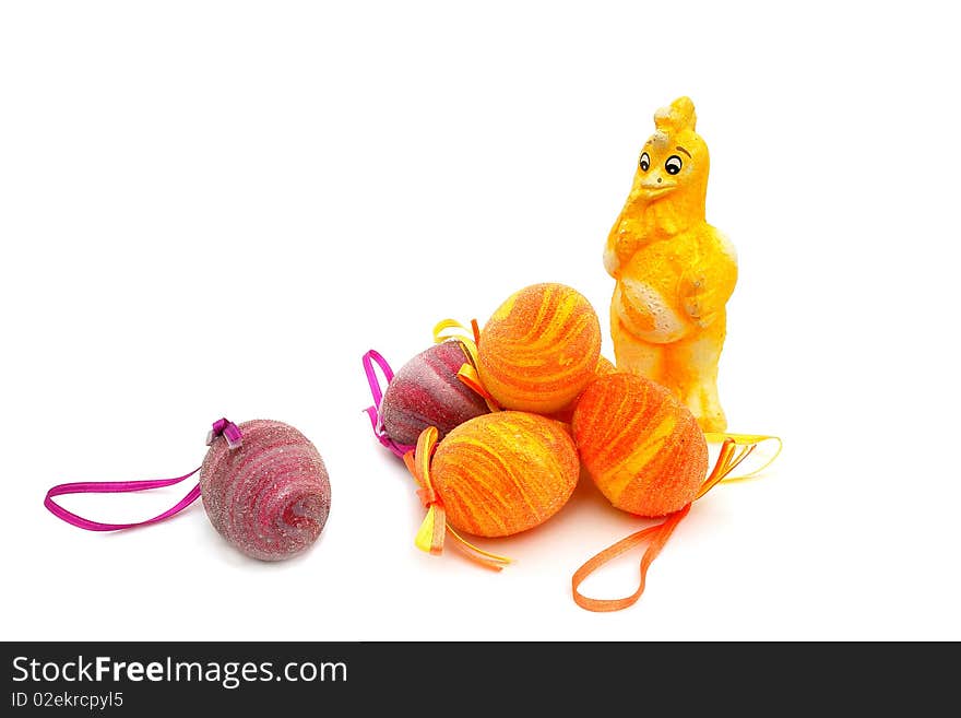 Colored Easter eggs isolated on white background