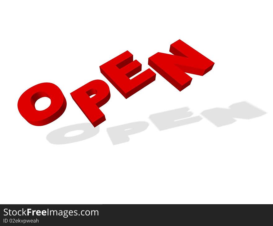 3d illustration of letters open on white