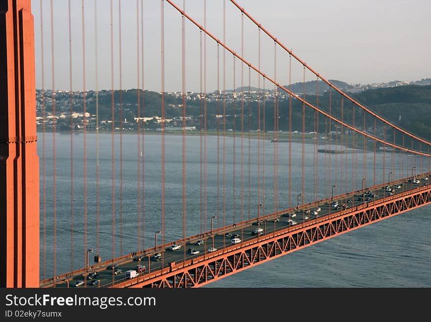 View next to San Francisco Golden Gate Bridge to the city. View next to San Francisco Golden Gate Bridge to the city