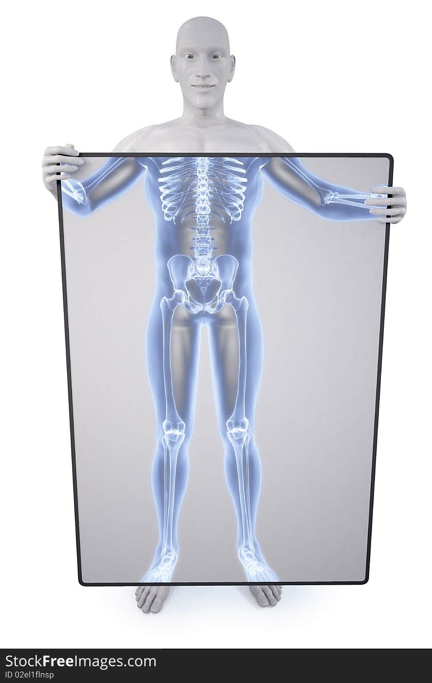 Man under the X-rays through the screen. Man under the X-rays through the screen.