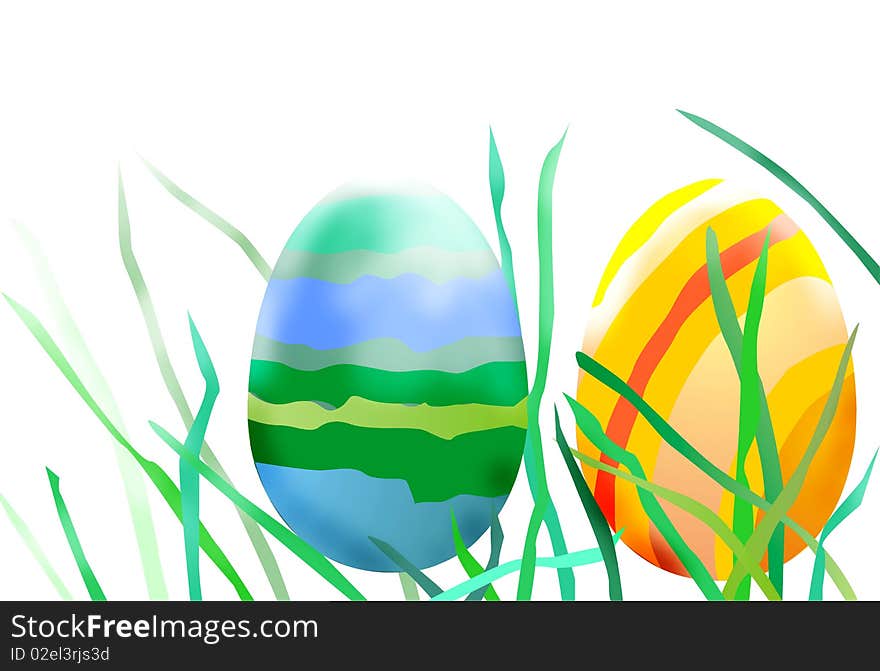 Color easter egg on white background