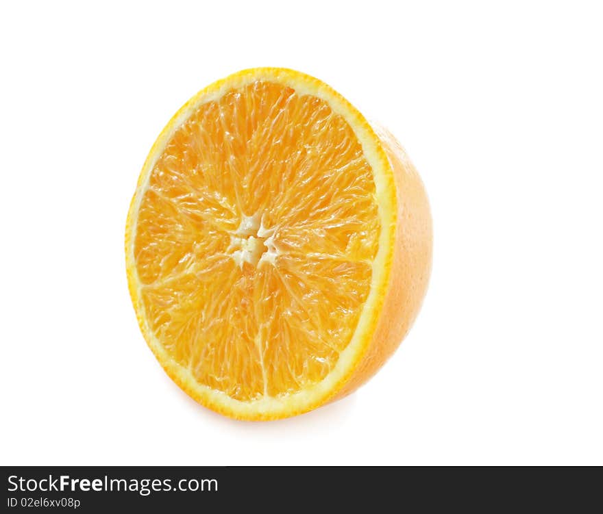 Half an orange isolated over white background