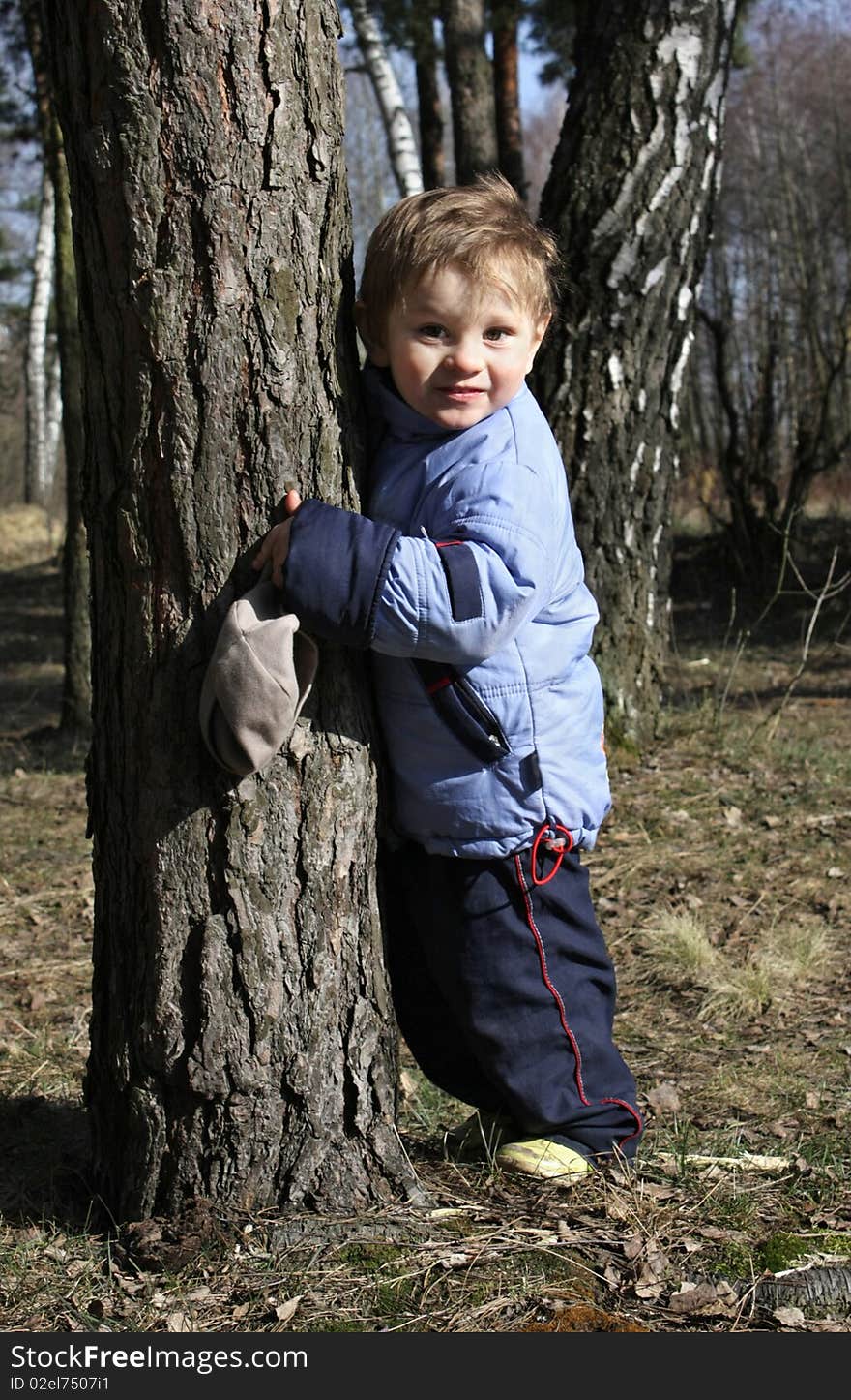 A little boy on a walk