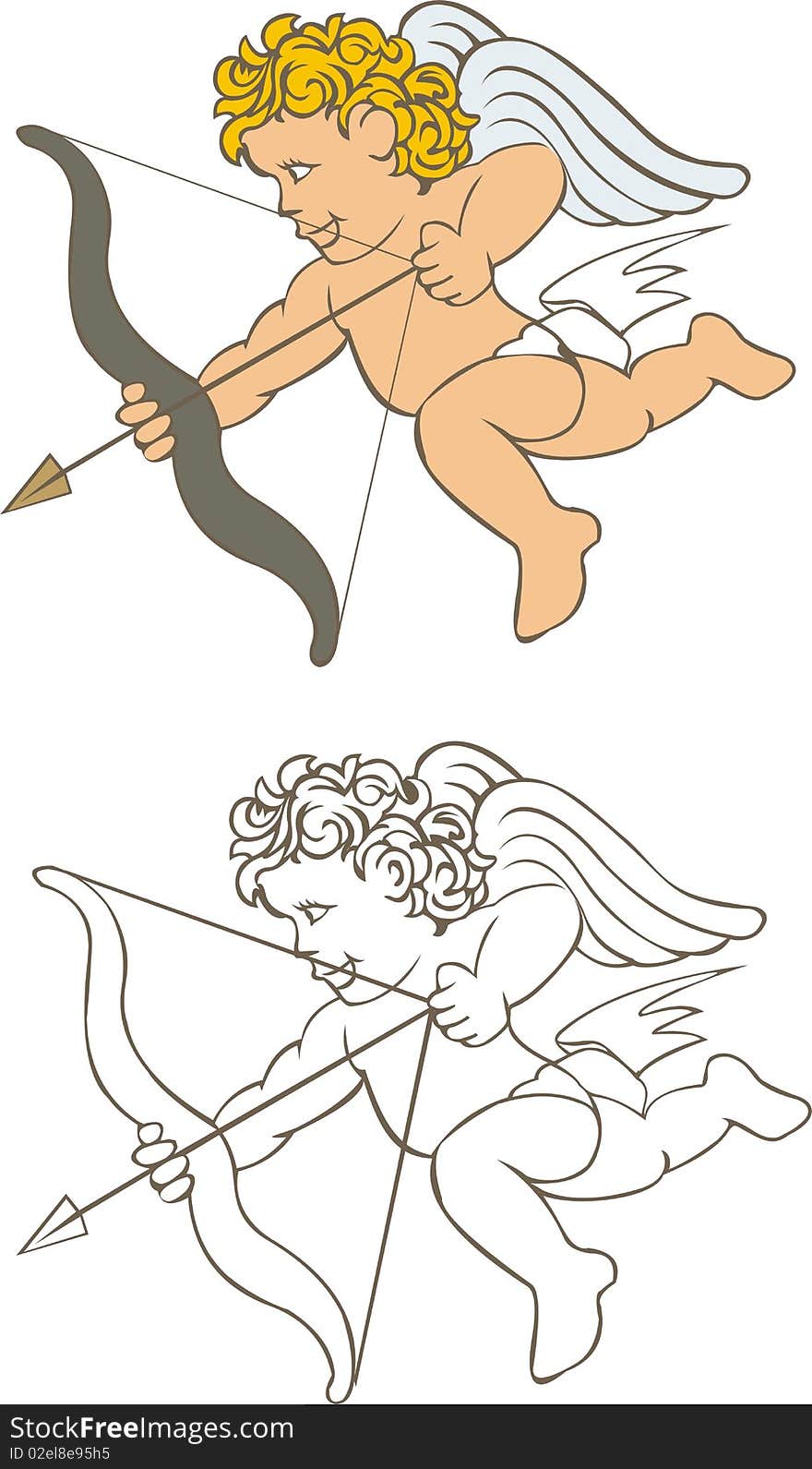 Two cupids: in colour and sidebar