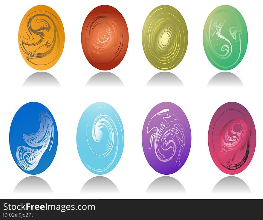 Set of eight color Easter egg