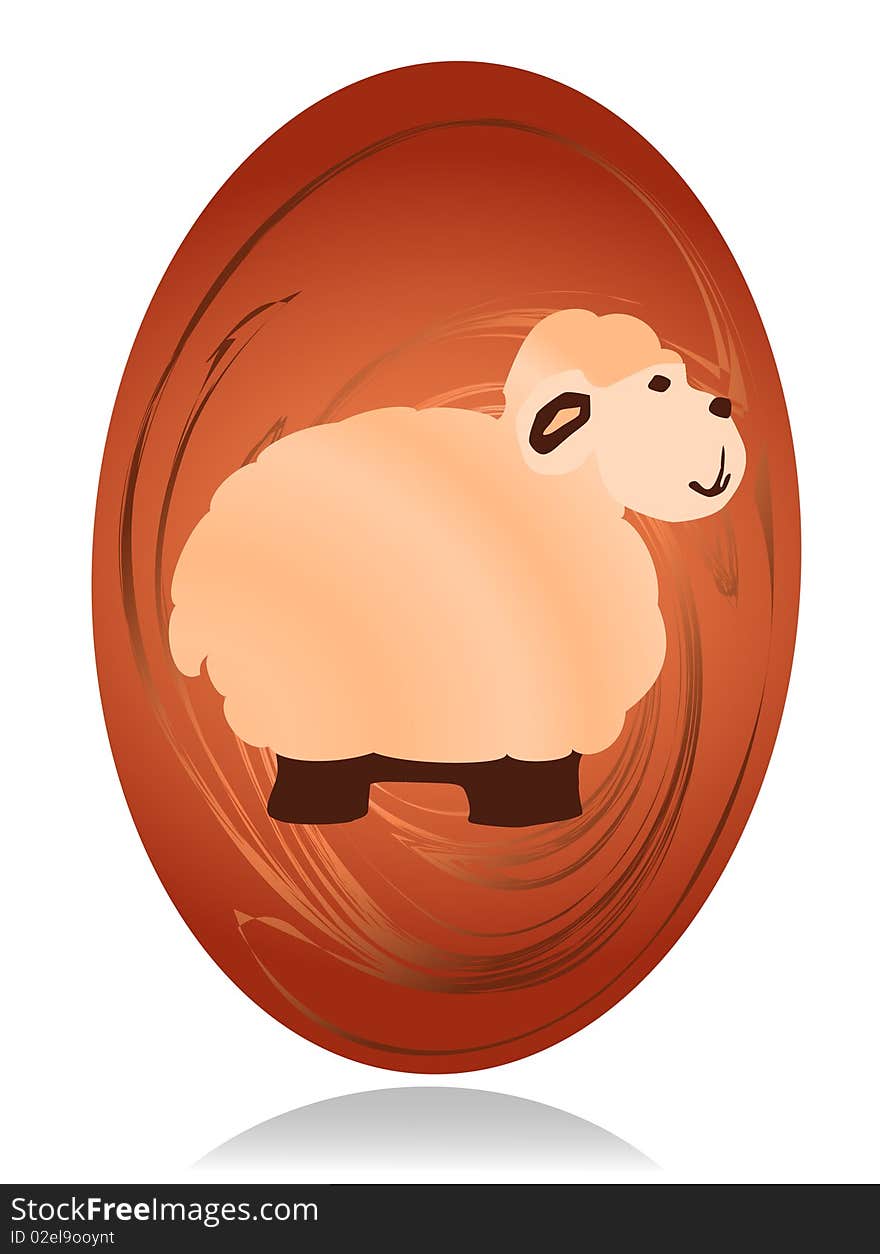 Easter egg with sheep picture on