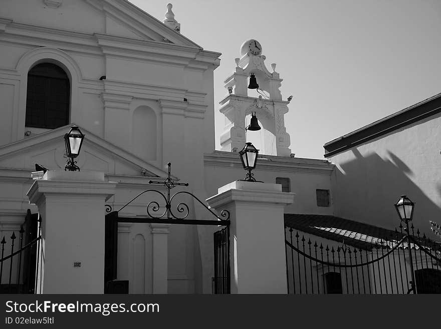 View at the Buenos Aires La Recoleta cemetery in black and white. View at the Buenos Aires La Recoleta cemetery in black and white