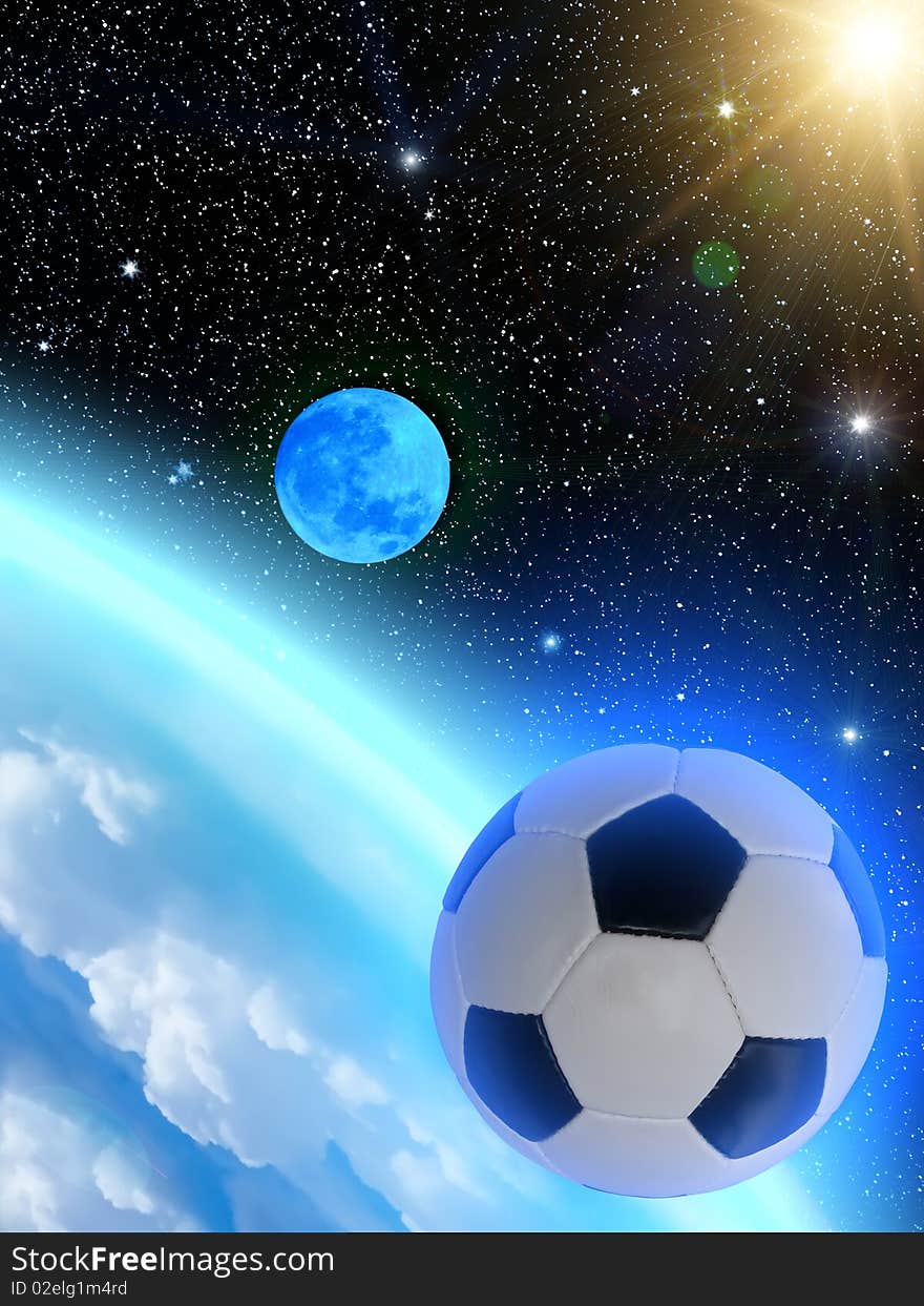 The football which has taken off for limits of atmosphere of the Earth. The football which has taken off for limits of atmosphere of the Earth