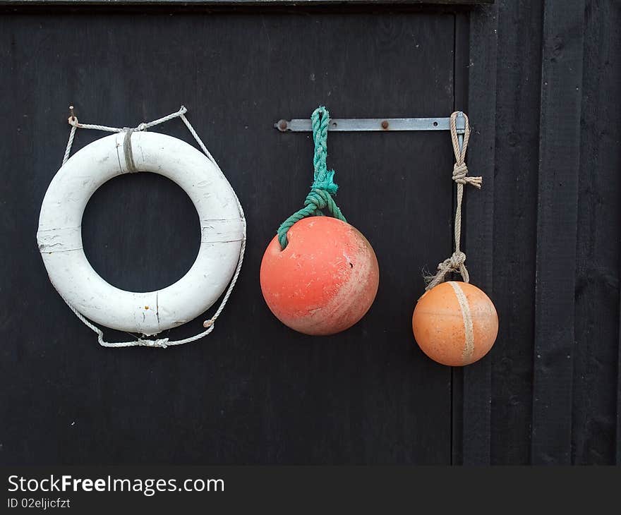 Fishing marine background equipment lifering and buoy. Fishing marine background equipment lifering and buoy