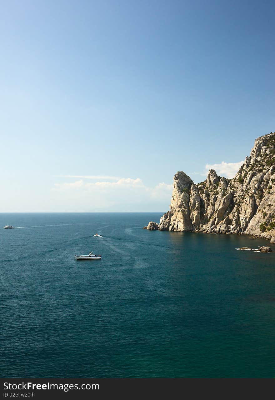 Crimea mountains and Black sea landscape, good sunny day. Crimea mountains and Black sea landscape, good sunny day