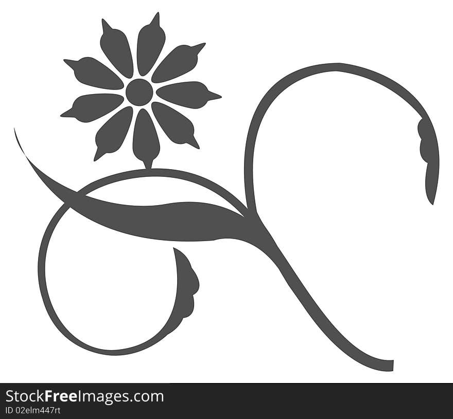 Black and white Flower tattoo. Vector EPS