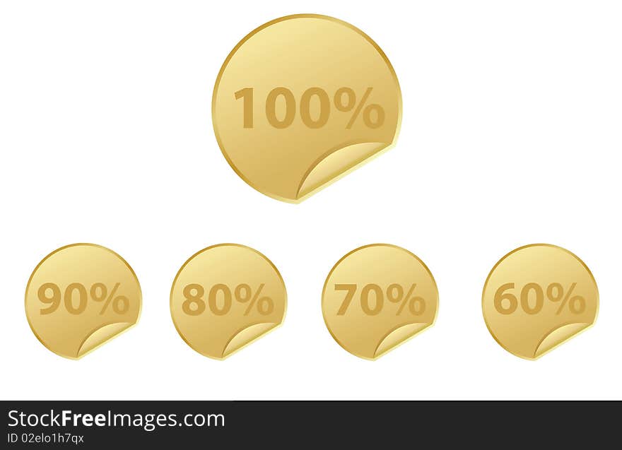 Gold five stickers. Vector EPS. Gold five stickers. Vector EPS