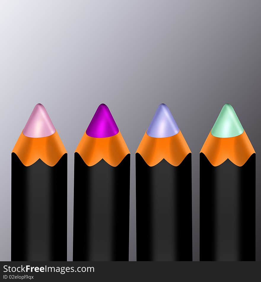 Multi colored pencils isolated on gray background. Multi colored pencils isolated on gray background