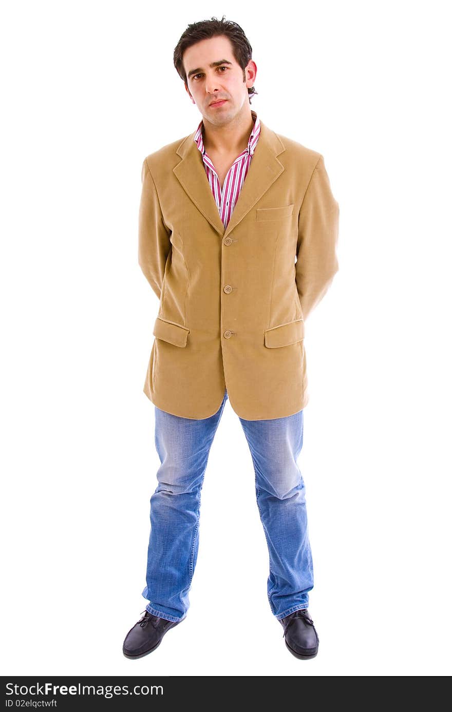 Young business man full body in a white background