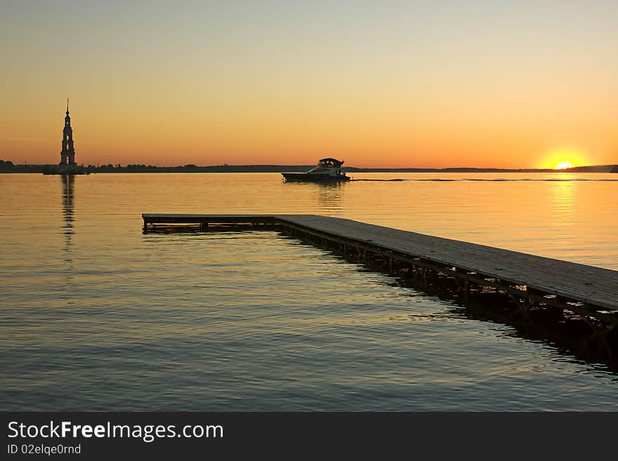 Sunset over river