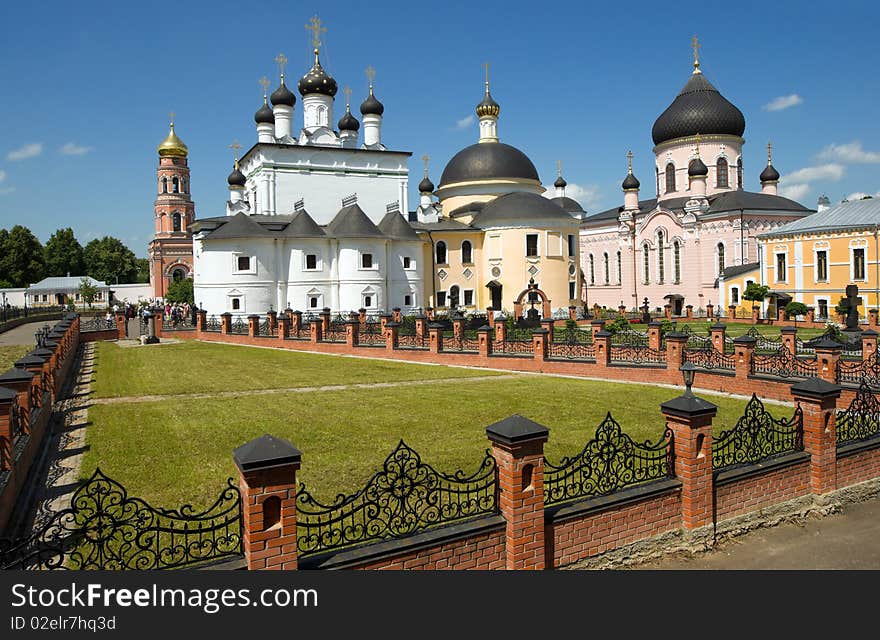 Temples and buildings inside the monastery, sunny day, Russia,. Temples and buildings inside the monastery, sunny day, Russia,