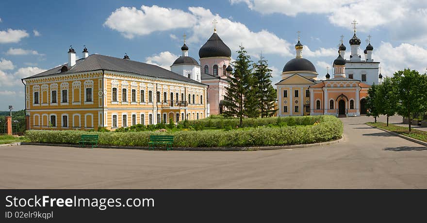 Temples and buildings inside the monastery, sunny day, Russia,. Temples and buildings inside the monastery, sunny day, Russia,