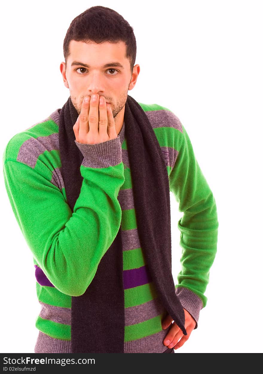 Portrait of young casual man, isolated on white background. Portrait of young casual man, isolated on white background