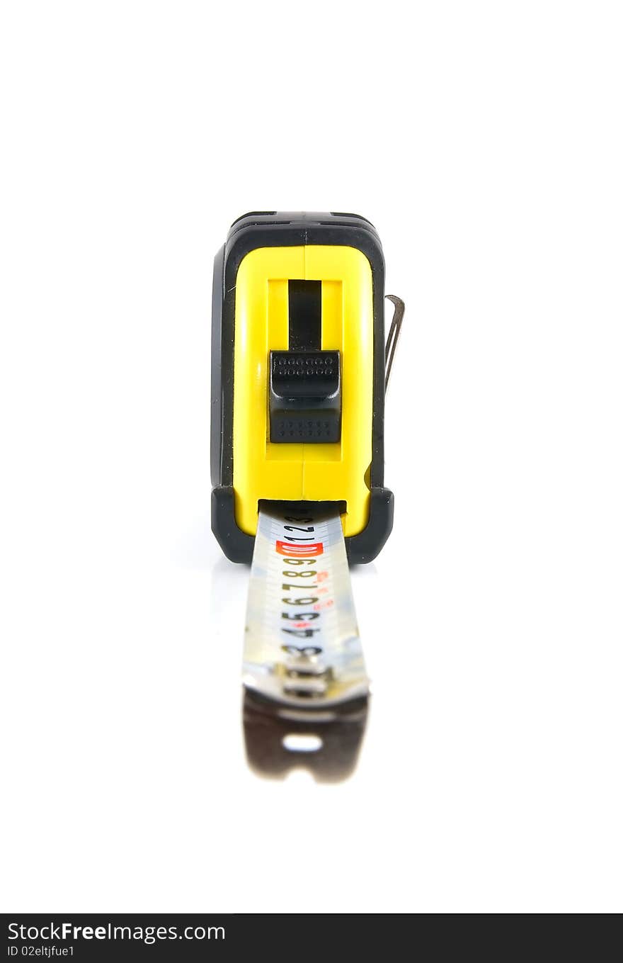 Tape-measure on a white background