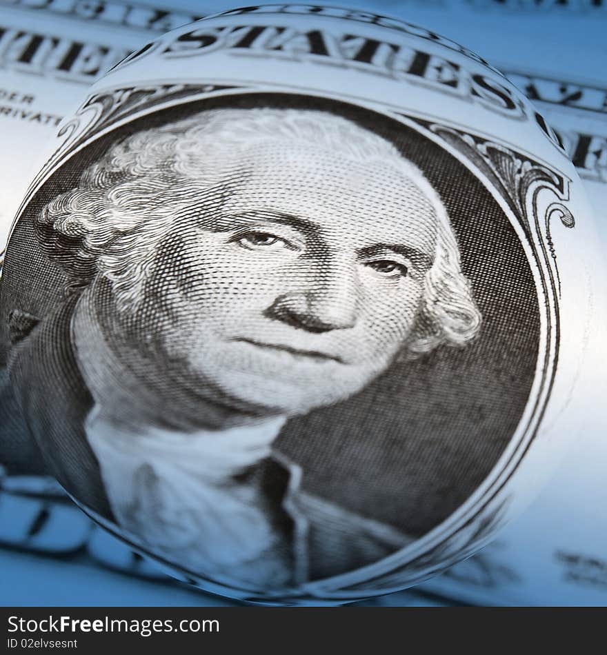 Distorted Washington on US dollar note. Distorted Washington on US dollar note