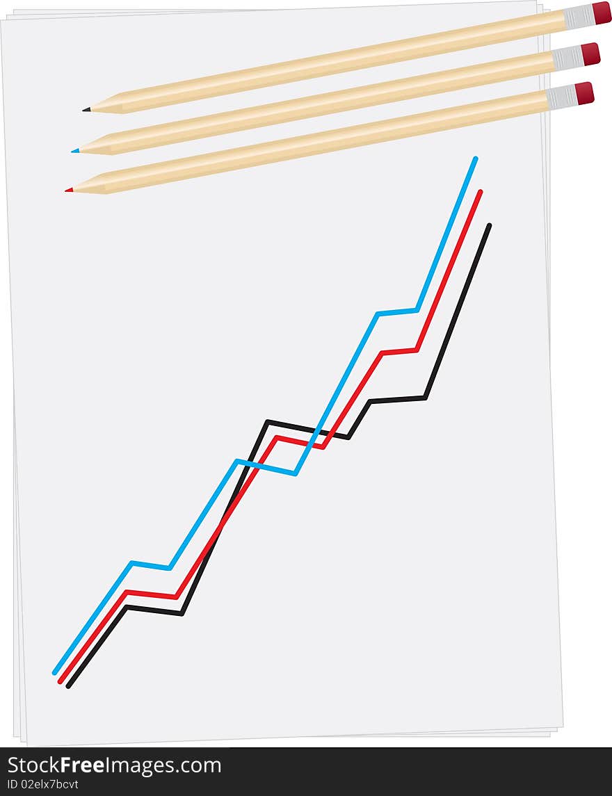 Statistics Drawn On Paper With Pencils