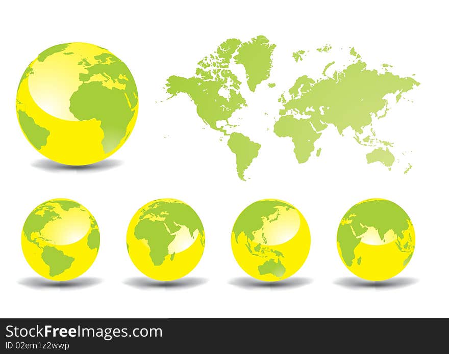 Glossy Earth globes