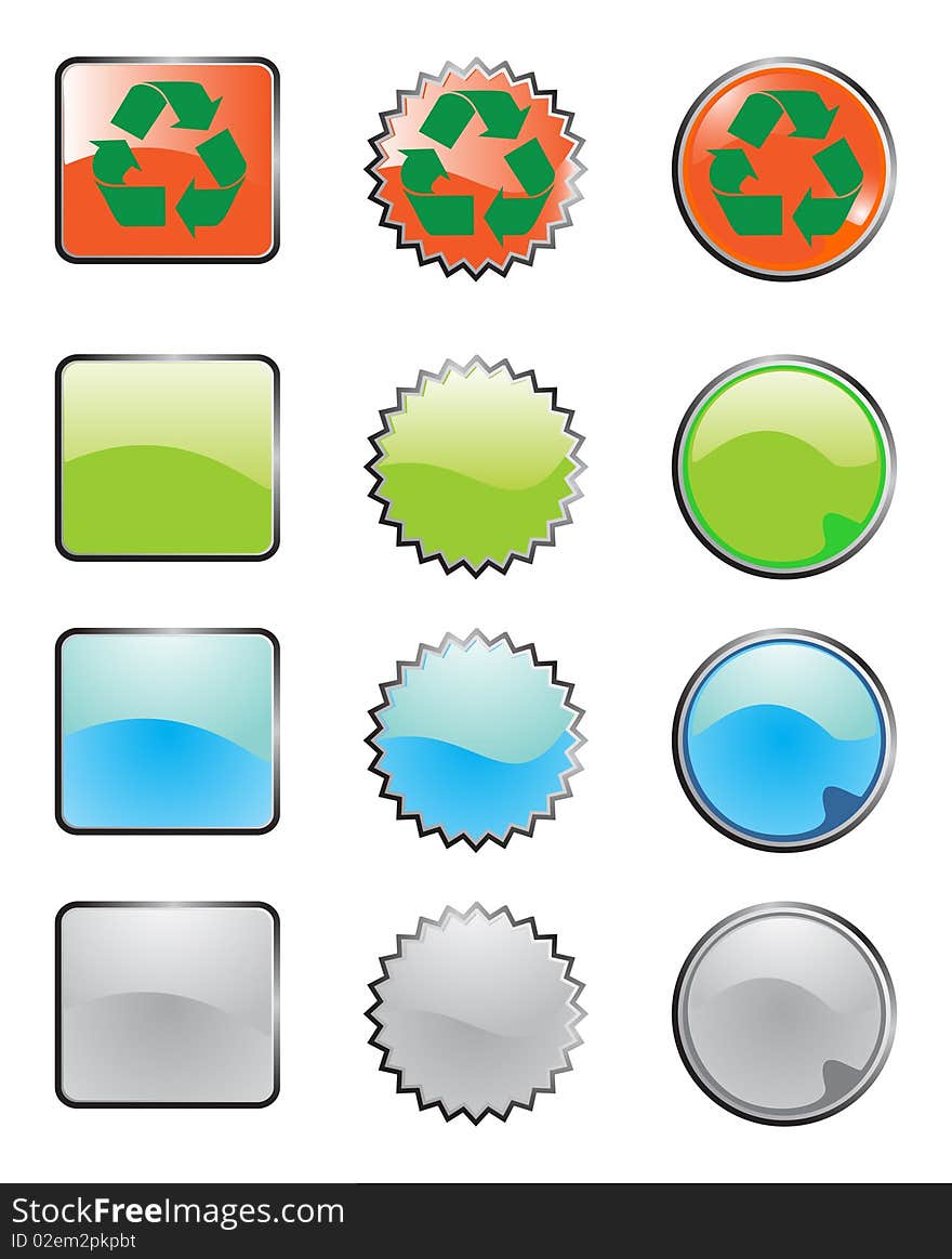 Glossy Recycle Web Buttons