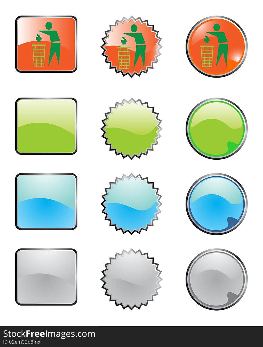 Glossy Recycle Web Buttons