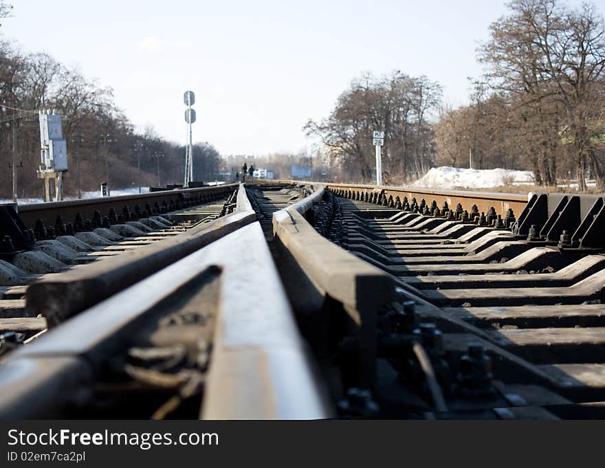 Rails, bolts and ties at close range