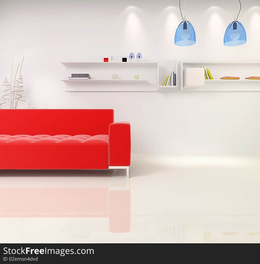 Interior of a room with a sofa. Interior of a room with a sofa