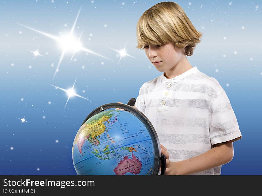 Boy With The Globe (clipping Path)