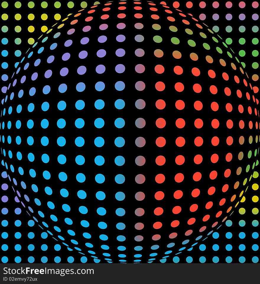 Circular pattern against colorful blurry bold background of basic colors